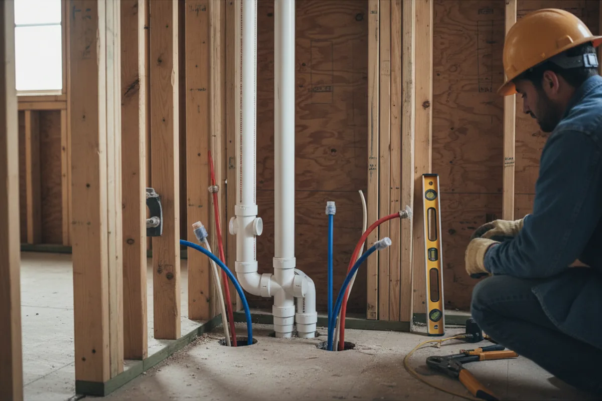 Drain and supply rough-in during Sump Pump Repair in Cottekill